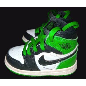 Nike Air Jordan 1 Mid SE Kids Shoes Size 5C Green/Black/White